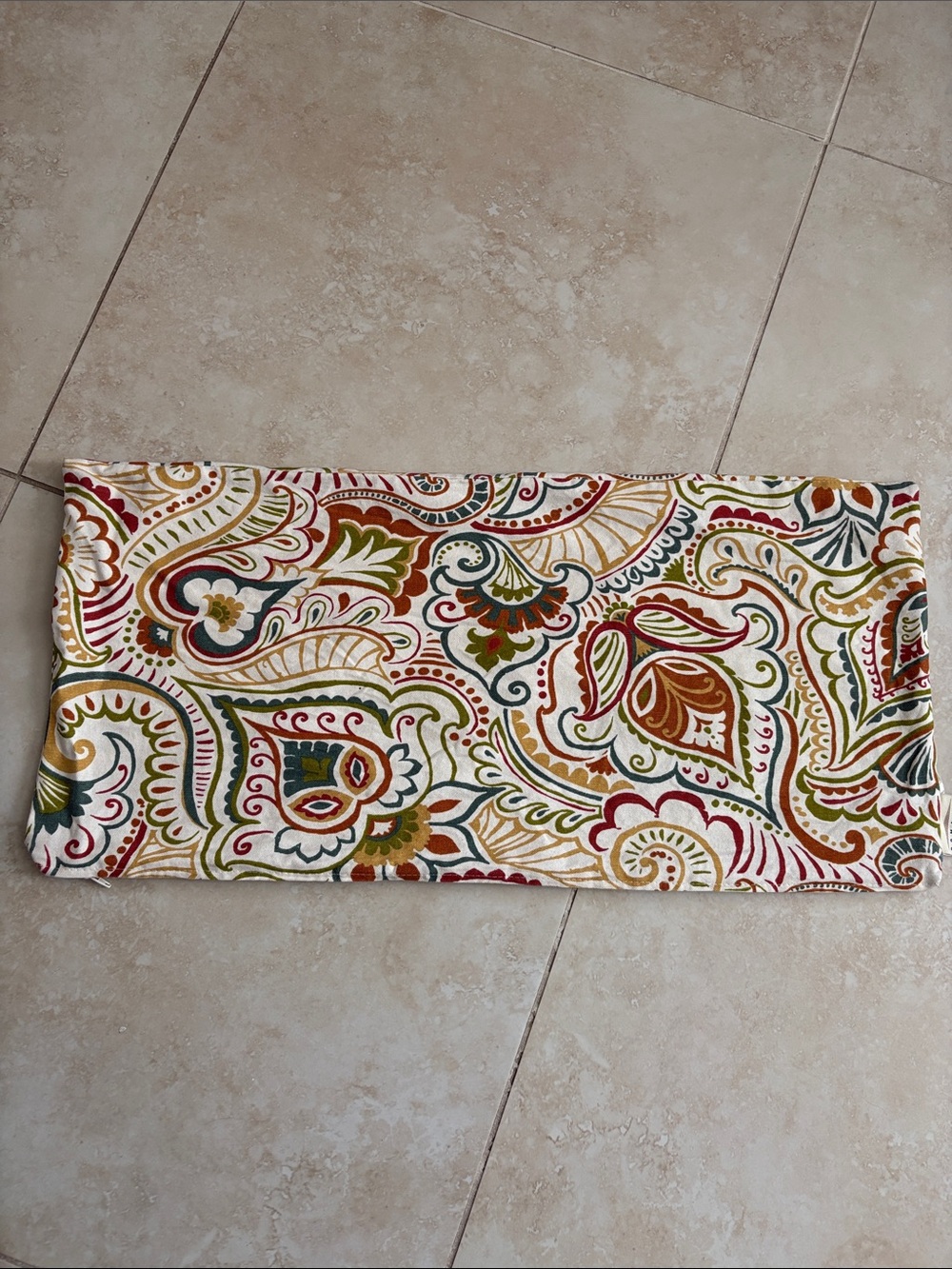 Colorful Paisley Pillow Cover - Cream Base with Autumn Tones